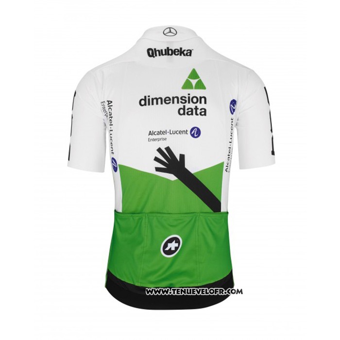2019 Maillot Ciclismo Dimension Data Vert Blanc Manches Courtes et Cuissard